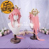【In Stock】Game Genshin Impact Yae Miko Cosplay Pink Long Wig Wigs